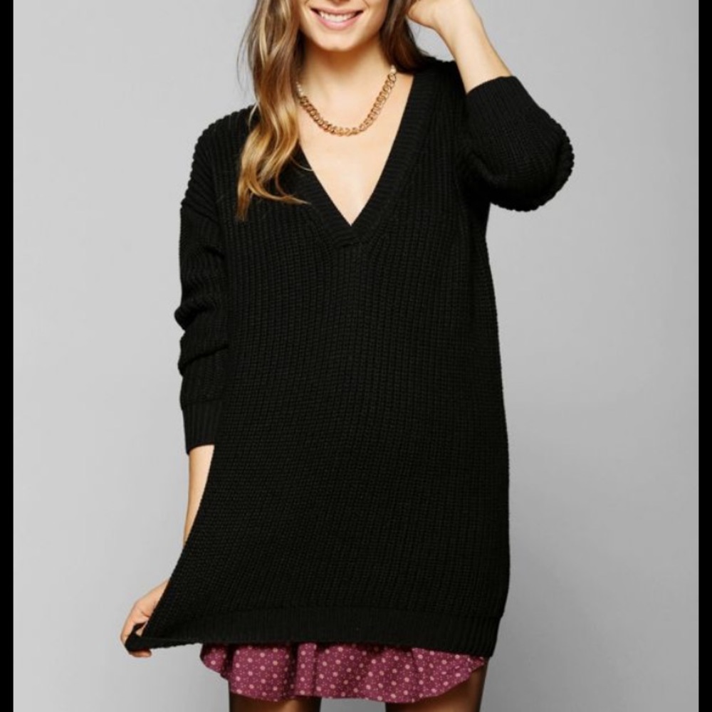 cooperative black knit vneck sweater